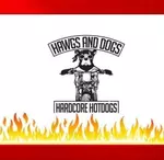 Hawgs and Dogs. Hardcore Hotdogs logo